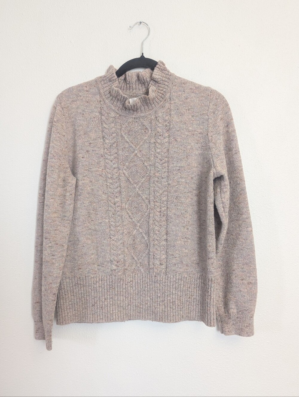 Lauren Conrad Cable Knit Mock Neck Sweater Oatmeal Speckled Size Large